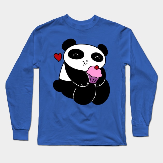 Panda Loves Cupcakes Long Sleeve T-Shirt by saradaboru